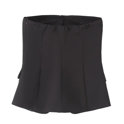 Dam Slim-Fit Byxor Set med Ärmlös Top Högkvalitativt Tyg-4