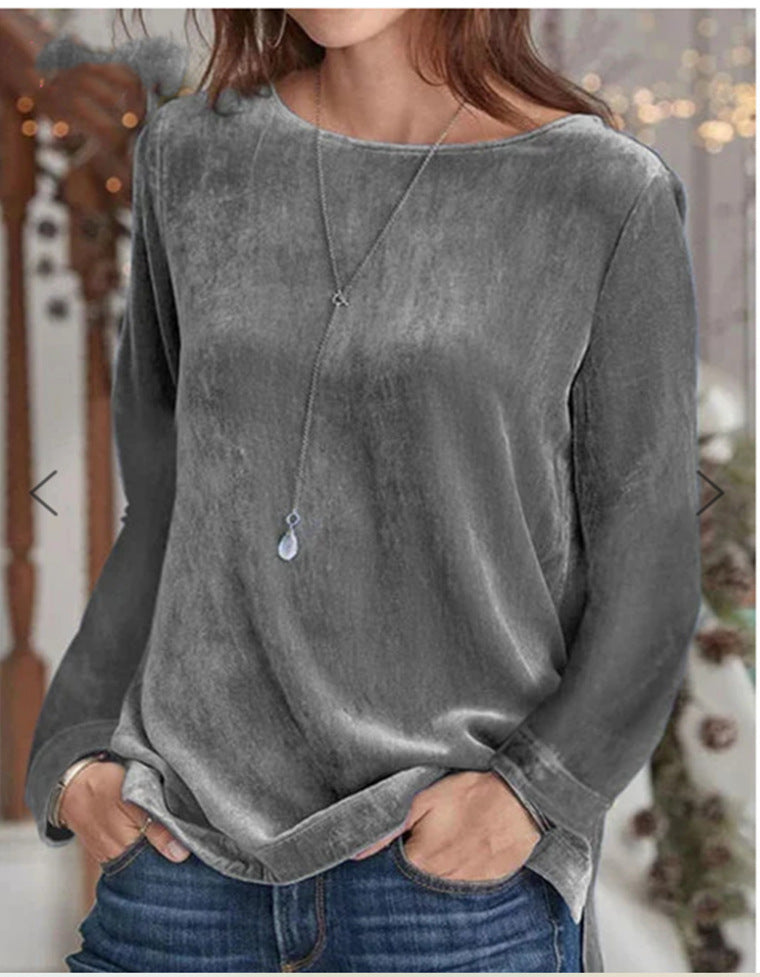 Variant image for Dam Tröja Rundhalsad i Mjuk Sammet Casual-7