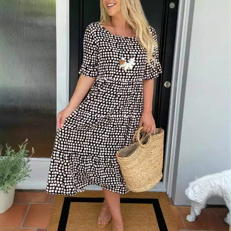 Variant image for Fina Dam Klänningar Rundad Kortärmad Polyester Elegant Design-1