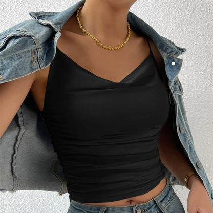 Dam Topp Festtoppar Djup V-ringning Högkvalitativt Tyg-2