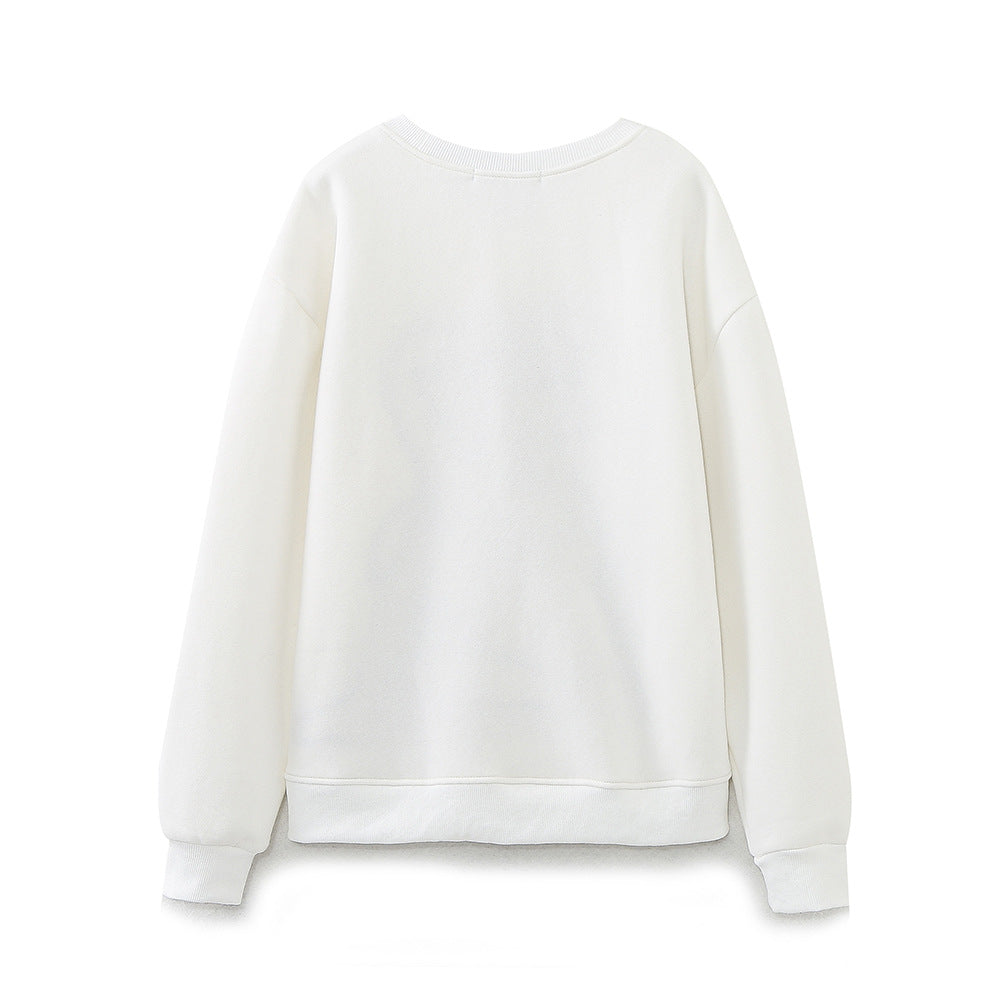 Dam Tröja Modernt Konsttryck Mjuk Bomullsblandning-2