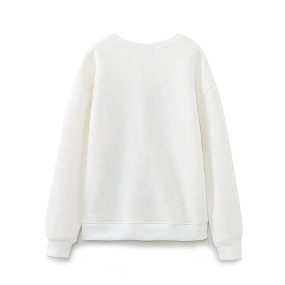 Dam Tröja Modernt Konsttryck Mjuk Bomullsblandning-2