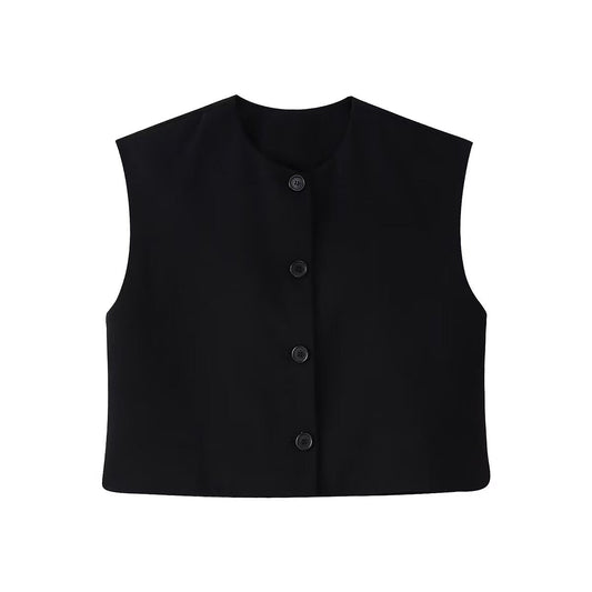 Dam Cardigan Väst Ärmlös 100% Polyester med Långa Byxor-1