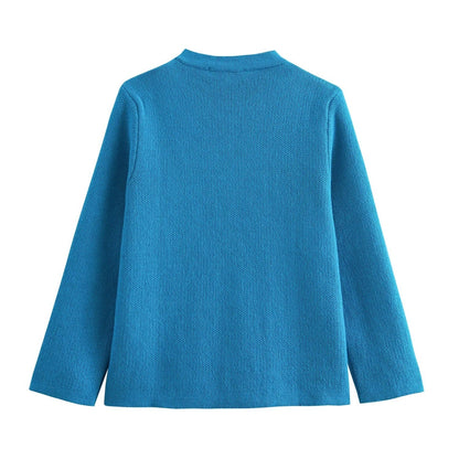 Kvinnors Cardigan med Knappdetaljer och Praktiska Väskor Mjuk Fiber-4