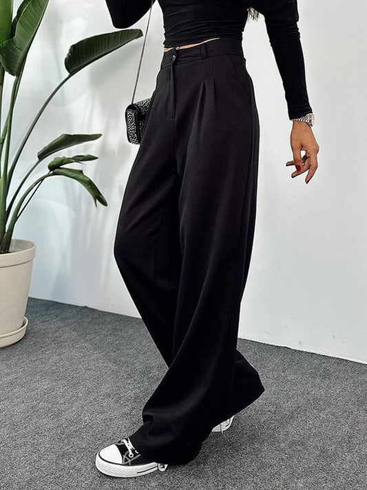 Dam Kostymbyxor Bred Ben Polyester med Praktiska Fickor-1