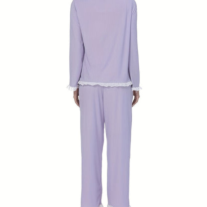 Dam Fritidskläder Set Långärmad Polyester Avslappnad Passform-3