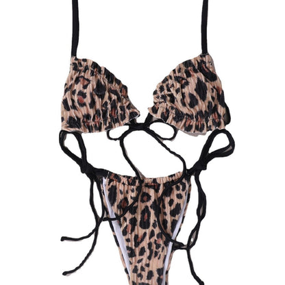 Dam Triangelbikini Justerbar Leopardmönster Hållbart Tyg-6
