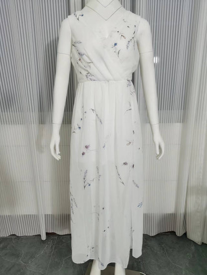 Kvinnors Långklänning Blommig A-linje Polyester-1