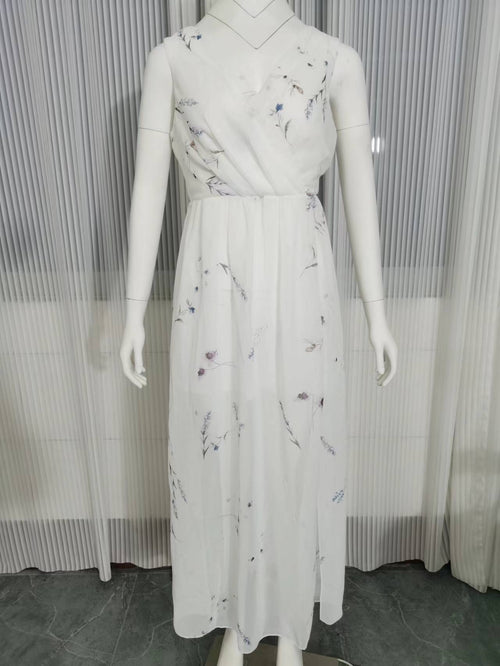 Kvinnors Långklänning Blommig A-linje Polyester-1