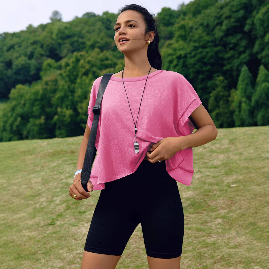 Dam T-shirt Raglan Loose Fit 100% Bomull för Träning och Vardag-4