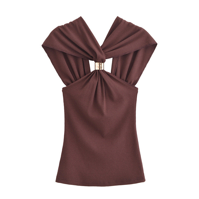 Kvinna Halterneck Top Slim Fit Polyester-1