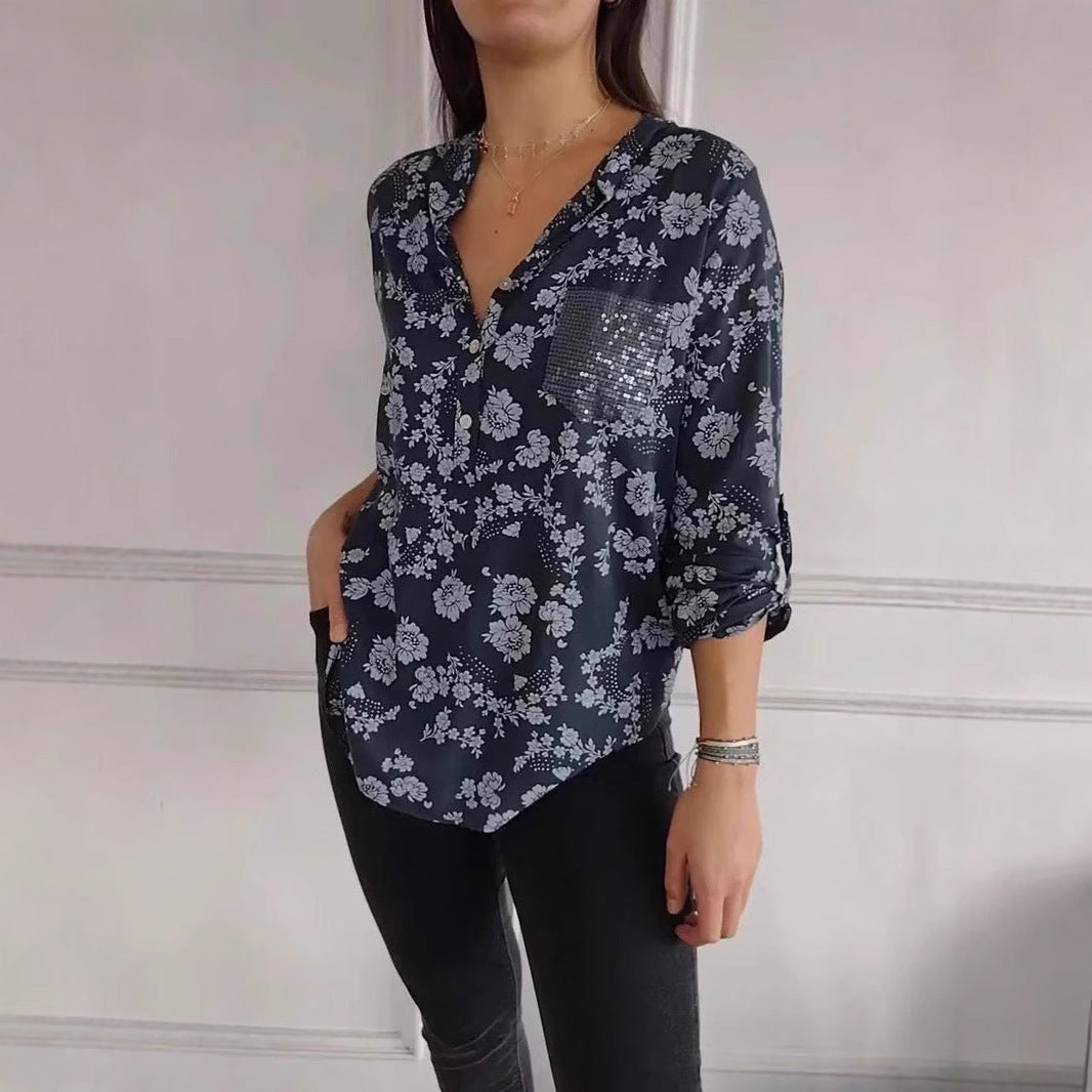 Dam Tröja Långa Ärmar Paljetter Polyester 2