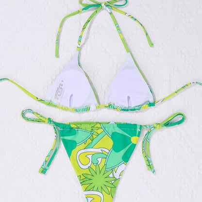 Damtriangelbikini Blommig Justerbara Remmar Snabbtorkande Material-5