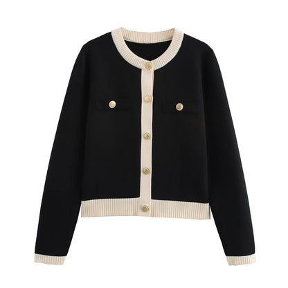 Lång Kofta Dam med Guldknappar i Polyester för Elegant Stil 4