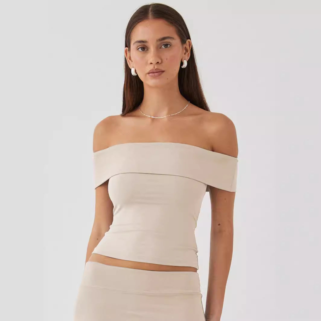 Dam Crop Top Enaxlad Polyester Trendig-2