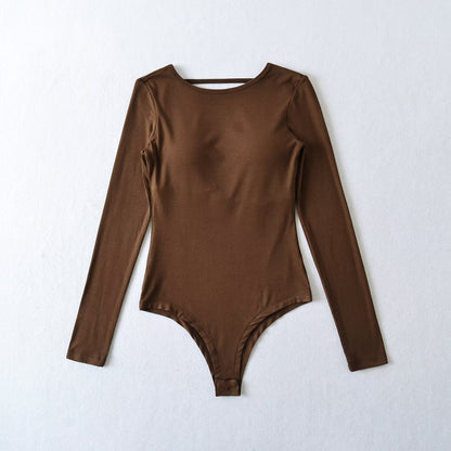Kvinnor Bodysuit Långärmad Slim Fit Elastiskt Tyg 4