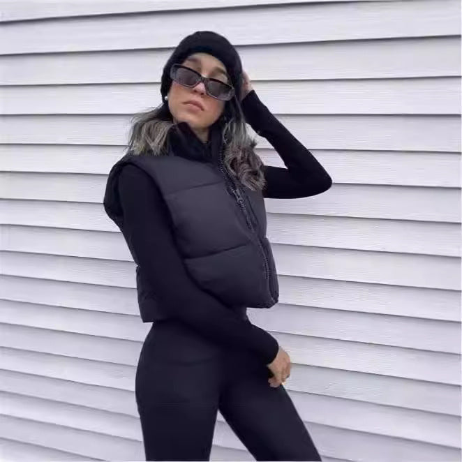 Dam Förtjockad Buffertväst Polyester med Ståkrage-2