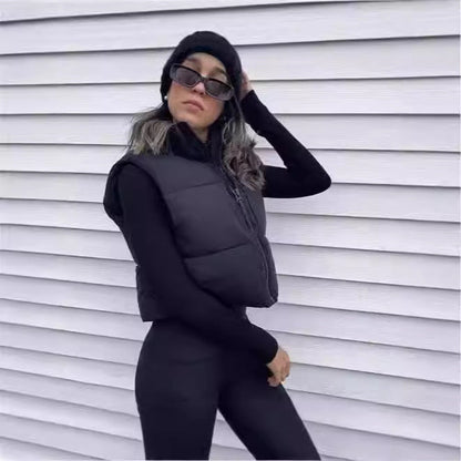 Dam Förtjockad Buffertväst Polyester med Ståkrage-2