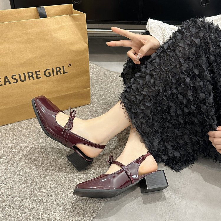 Kvinnor Slingback Pumps Blockhäl Syntetiskt Material med Loopdetalj 4
