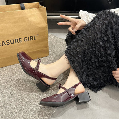 Kvinnor Slingback Pumps Blockhäl Syntetiskt Material med Loopdetalj 4