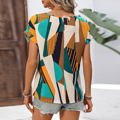 Herrskjorta Kortärmad Geometriskt Mönster Polyester-4