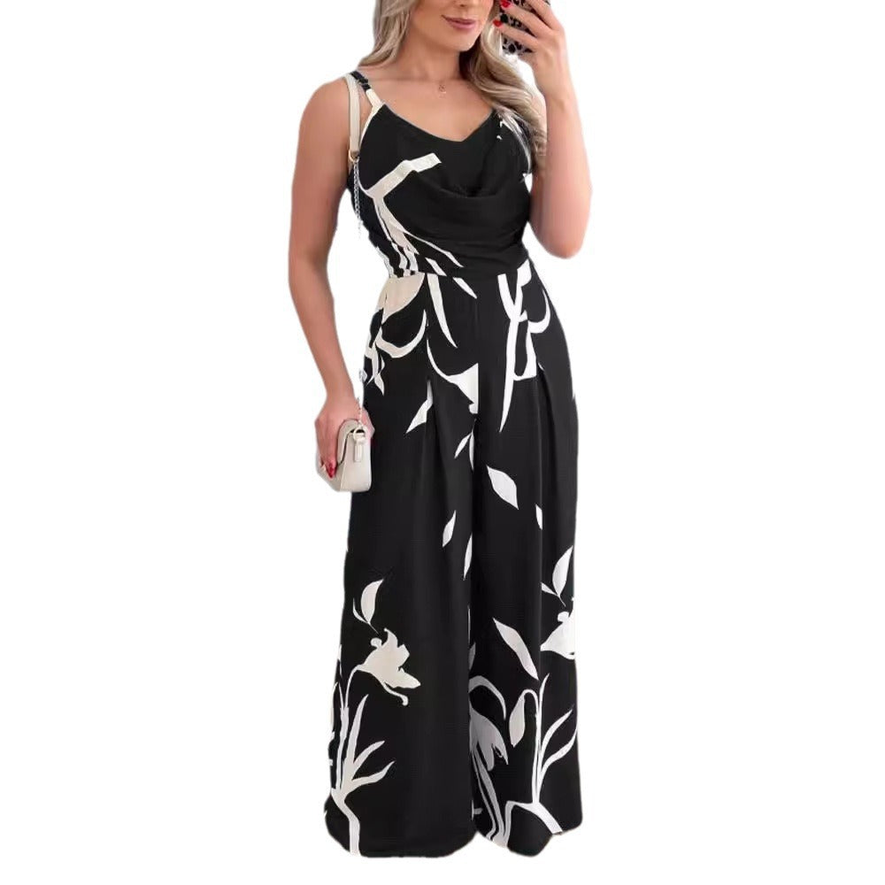 Dam Jumpsuit Spaghetti Remmar Löst Passform Spandex-4