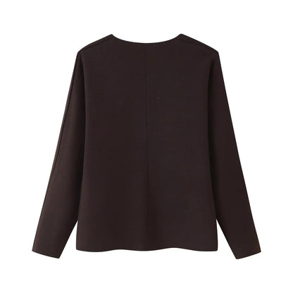 Kvinnors Cardigan V-ringning Mjuk Andningsbar Fiber med Knappdetaljer 2