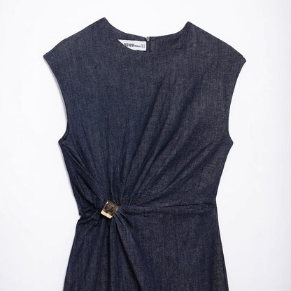 Dam Klänning Veckad Lång Polyester Elegant Sommar-3