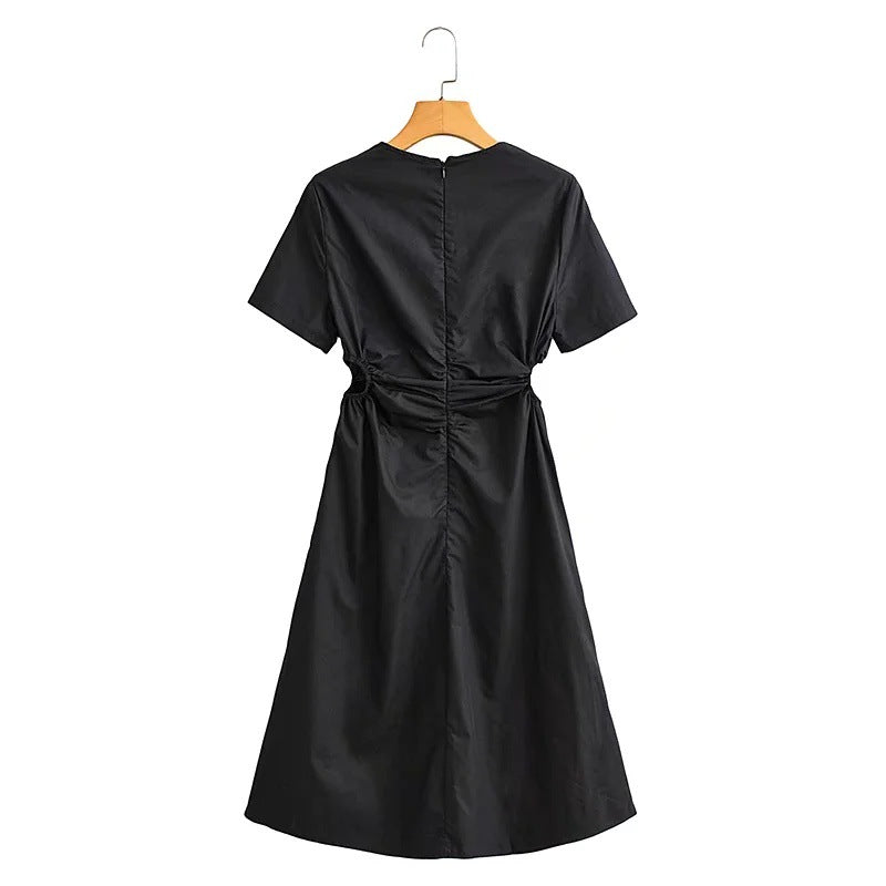 Kvinnors Wrap-Klänning V-Hals Rüsch Detaljer Andningsbara Tyger-4