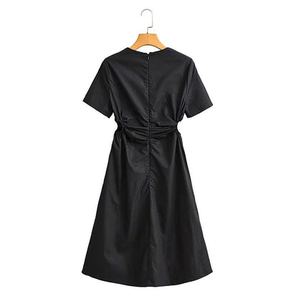 Kvinnors Wrap-Klänning V-Hals Rüsch Detaljer Andningsbara Tyger-4