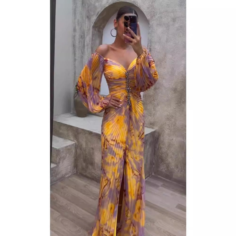 Kvinna A-Line Klänning V-Neck Polyester Långärmad-2