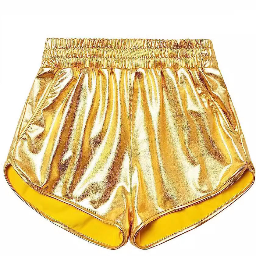 Damer Sportshorts Glänsande Polyester med Fickor 3
