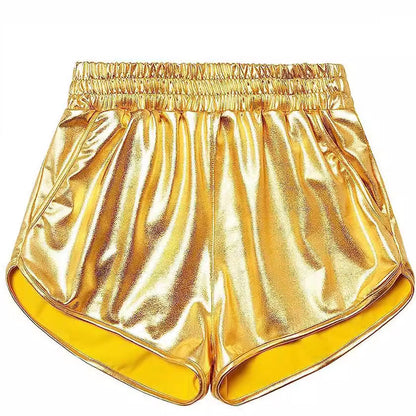 Damer Sportshorts Glänsande Polyester med Fickor 3