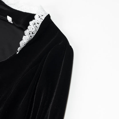 Dam Sammetklänning med Delikata Detaljer för Bröllop och Fest 3