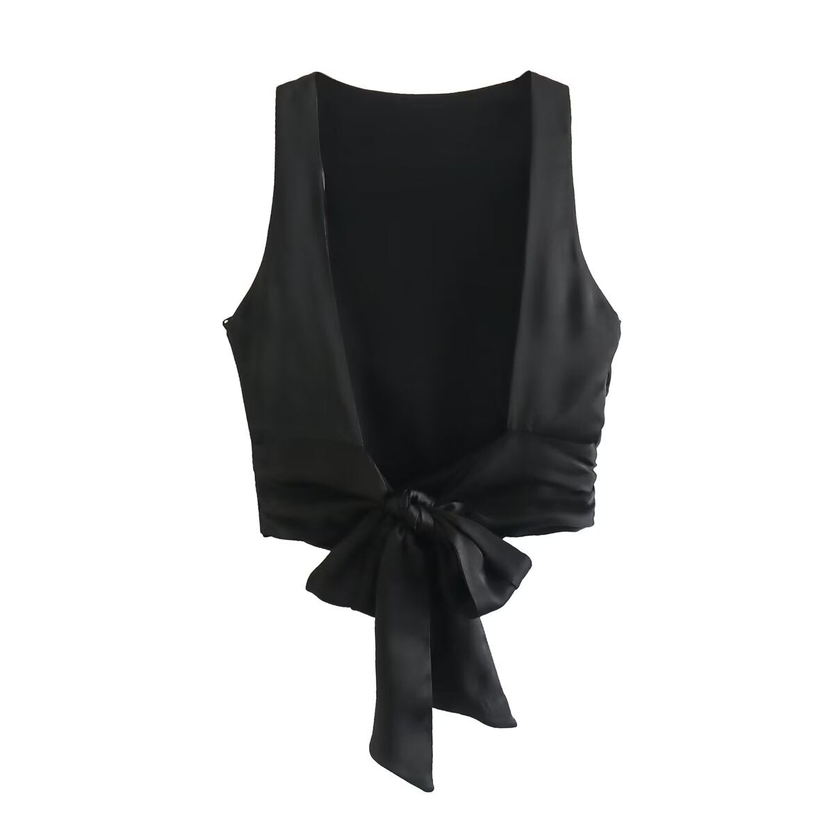 Dam Kort Topp Enfärgad Polyester Street Mode-3