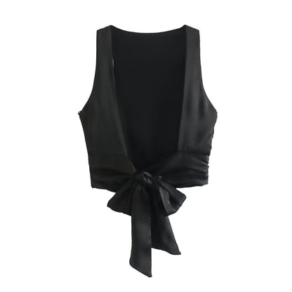 Dam Kort Topp Enfärgad Polyester Street Mode-3