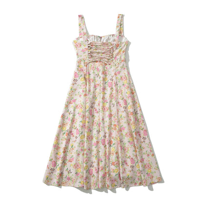 Damklänning Maxi Blommig Design med Rüschendetaljer i Andningsbart Tyg 2