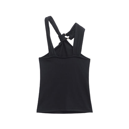 Dam Topp Utan Axelband Enkel Design 100% Bomull-2