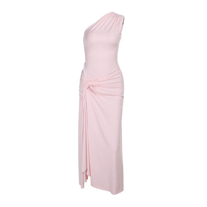 Kvinnor Maxi Klänning Asymmetrisk Design Draperad Elastisk Tyger 5