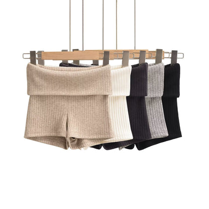 Kvinnors Shorts Ribbmönster Mjuk Bomullsmix-2