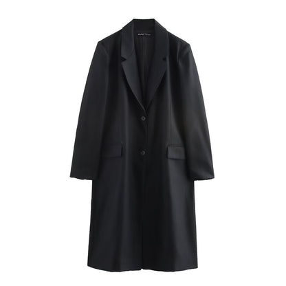 Damklänning Långärmad Randig med Fickor Hartsfärgad Tygblandning-1