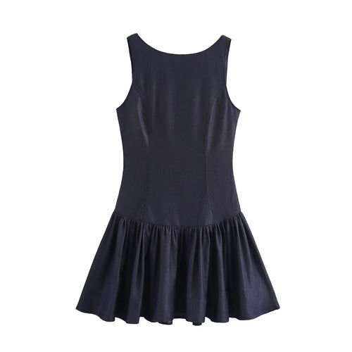 Damklänning A-Line Denim Minilängd Fina Detaljer-1