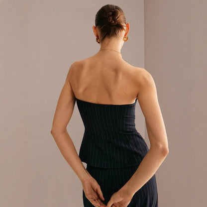 Kvinnor Blazer Topp Skräddarsydd Lätt Tyg Stripmönster 4