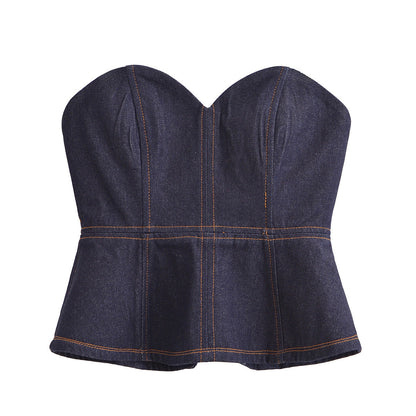 Variant image for Dam Blazer Bustier Set Denim Polyester-5