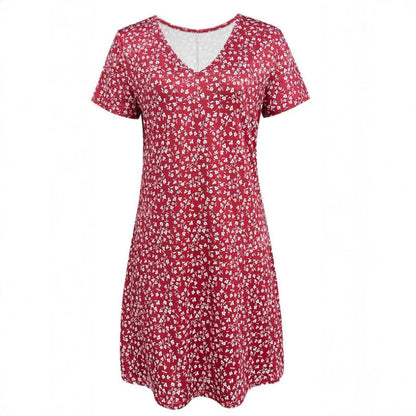 Kvinnor MIDI-klänning V-ringad Kortärmad A-linjeformad Högkvalitativt Tyg-4