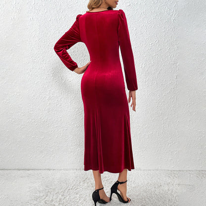 Dam Bodycon Kjol Lång Monokrom V-Hals Högkvalitativt Tyg-3