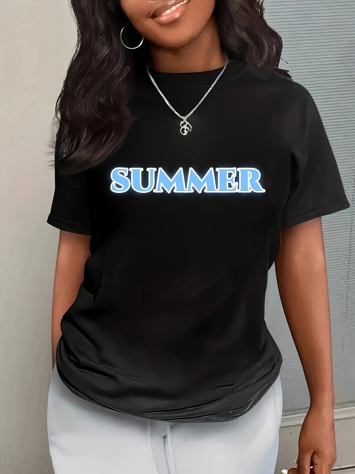 Variant image for Kvinnors T-shirt Rund Nacke Polyester Normal Passform-1