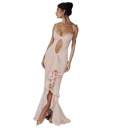 Fina Dam Klänningar Lång Ärmlös Spets V-Neck Polyester – Elegant Klänning för Fest och Sommar 6