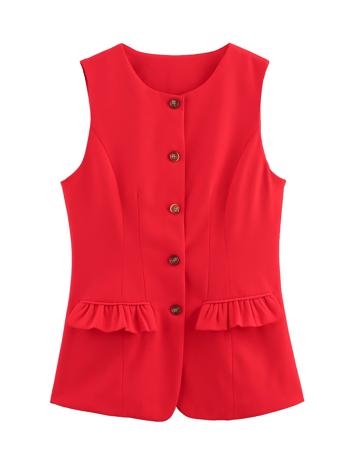 Dam Blus Ärmlös Rüsch Detaljer Mjukt Tyg 6