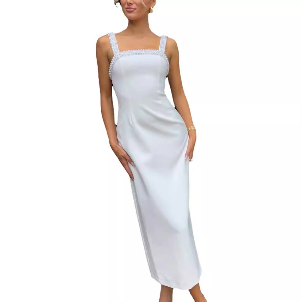 Damklänning Spaghetti Band Lång Polyester Fina Damer-6